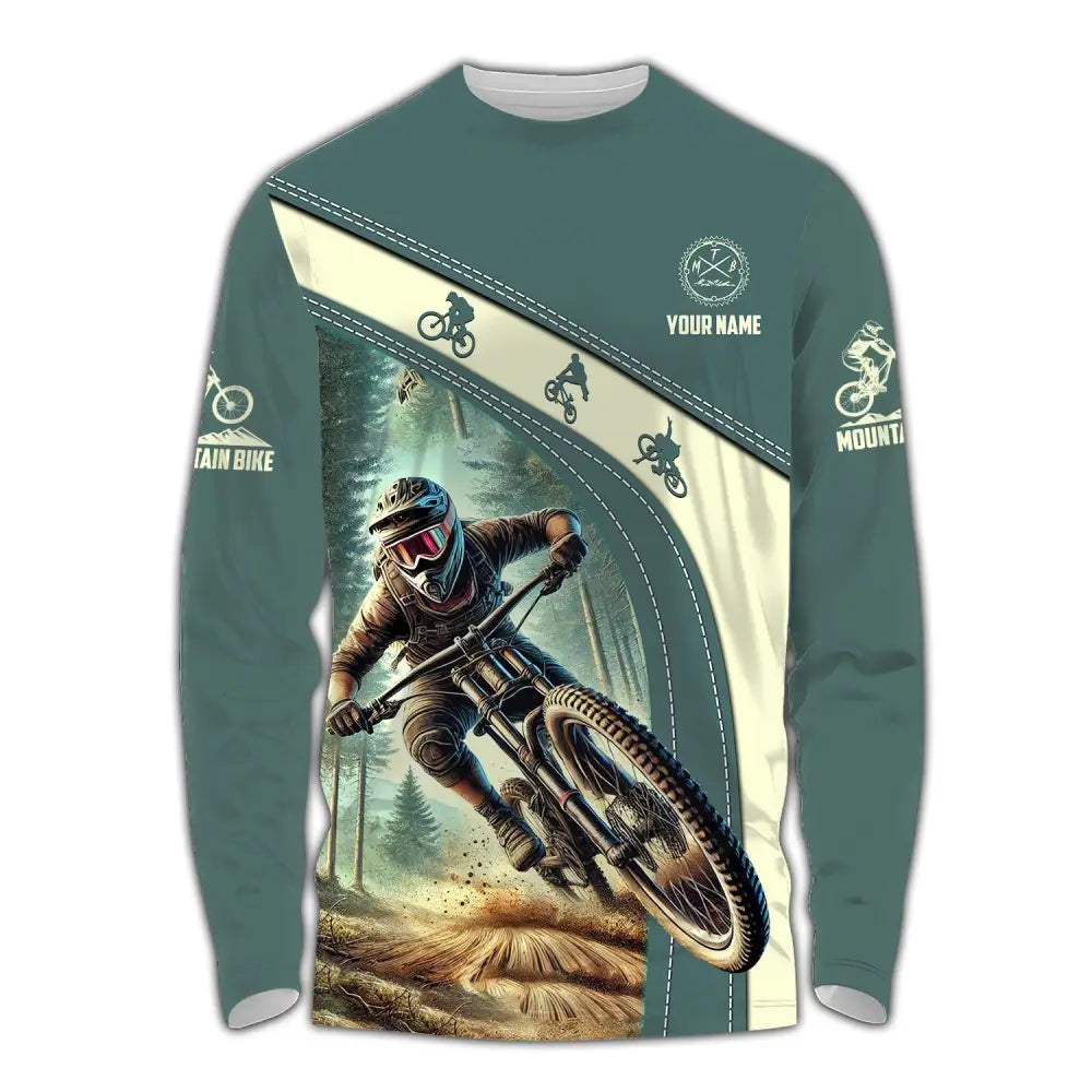 Man Shirt Custom Name Mountain Bike Polo Long Sleeve Gift / S T-Shirt