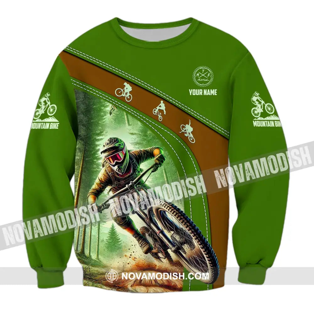 Man Shirt Custom Name Mountain Bike Shirt Mountain Bike Polo Long Sleeve Mountain Bike Gift Long Sleeve / S T-shirt