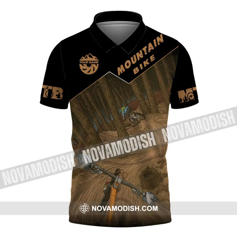 Man Shirt Custom Name Mountain Bike Polo Long Sleeve Gift / S T-Shirt