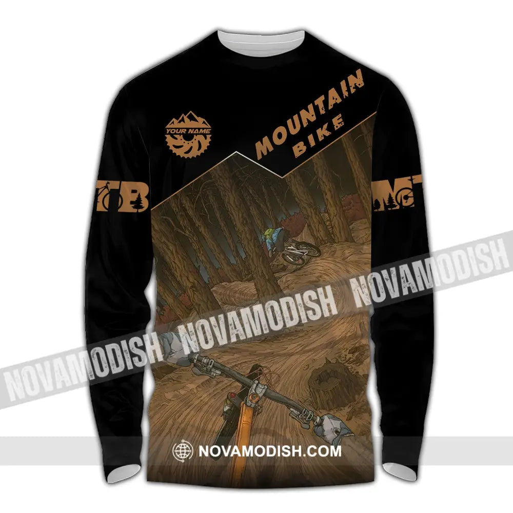 Man Shirt Custom Name Mountain Bike Polo Long Sleeve Gift / S T-Shirt