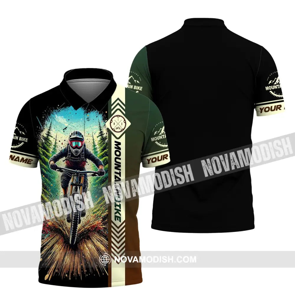 Man Shirt Custom Name Mountain Bike Polo Long Sleeve Gift / S T-Shirt