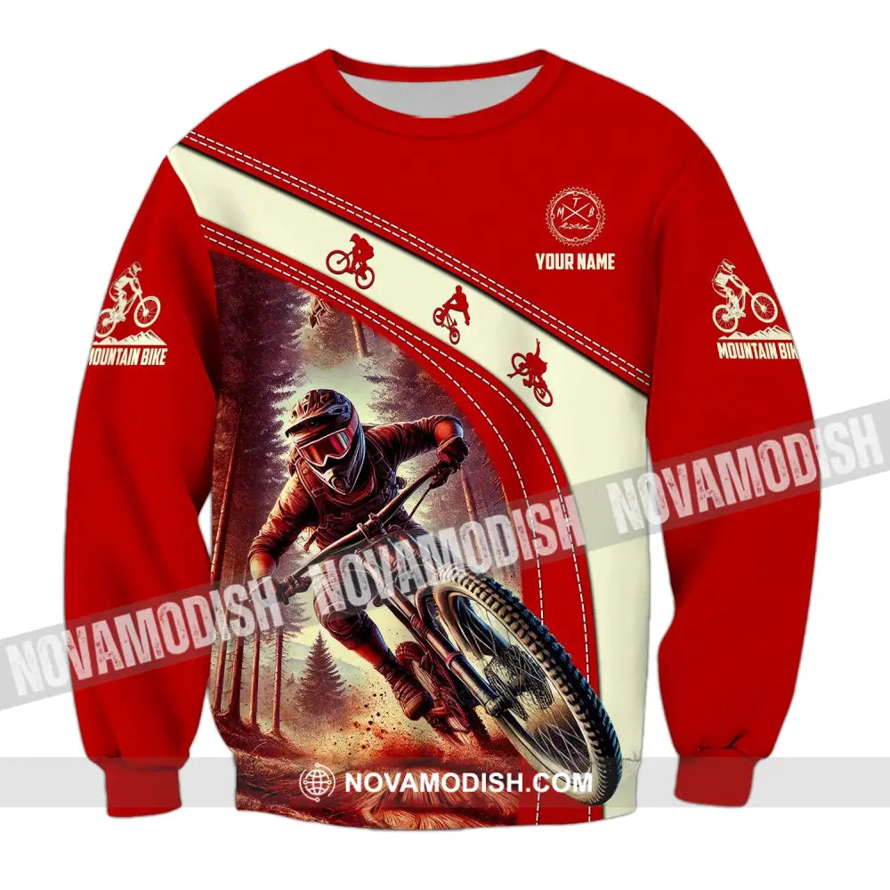 Man Shirt Custom Name Mountain Bike Shirt Mountain Bike Polo Long Sleeve Mountain Bike Gift Long Sleeve / S T-shirt