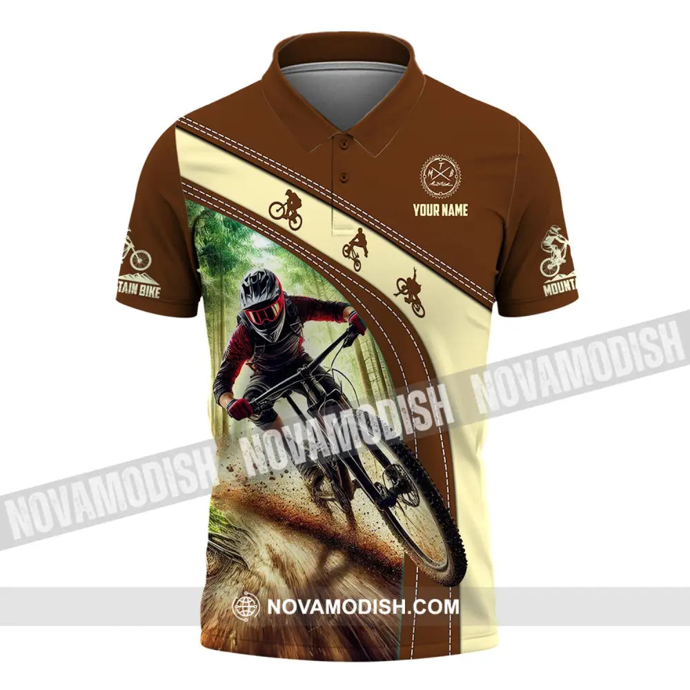 Man Shirt Custom Name Mountain Bike Shirt Mountain Bike Polo Long Sleeve Mountain Bike Gift Polo Shirt / S T-shirt