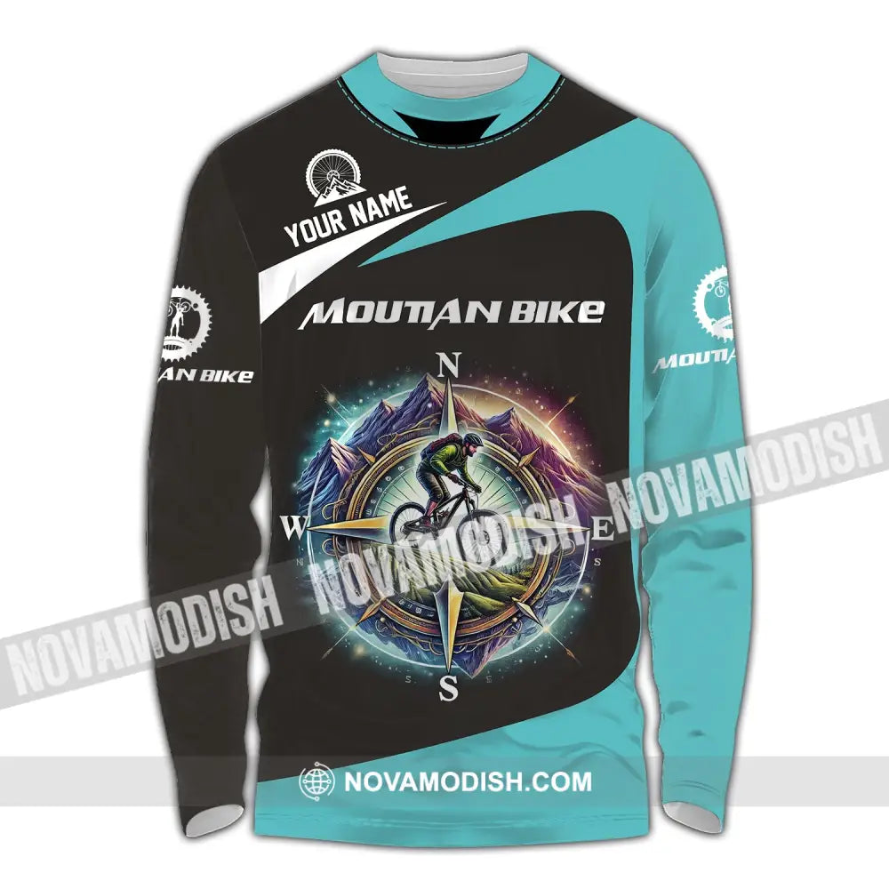 Man Shirt Custom Name Mountain Bike Polo Long Sleeve Gift / S T-Shirt