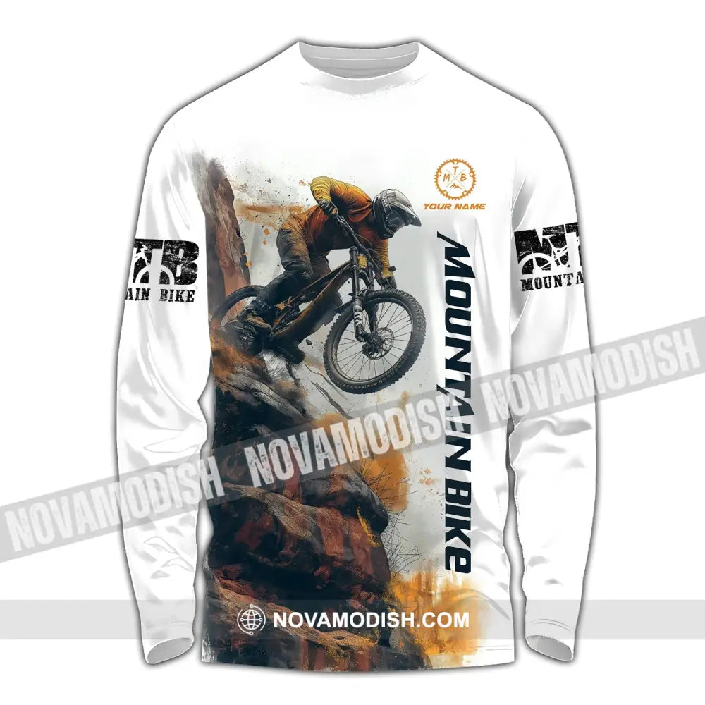 Man Shirt Custom Name Mountain Bike Polo Long Sleeve Gift / S T-Shirt