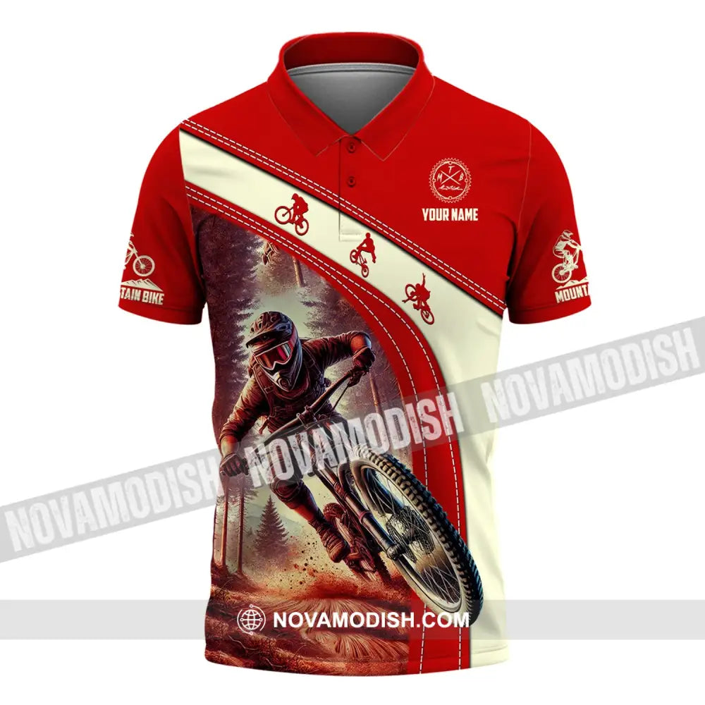 Man Shirt Custom Name Mountain Bike Shirt Mountain Bike Polo Long Sleeve Mountain Bike Gift Polo Shirt / S T-shirt