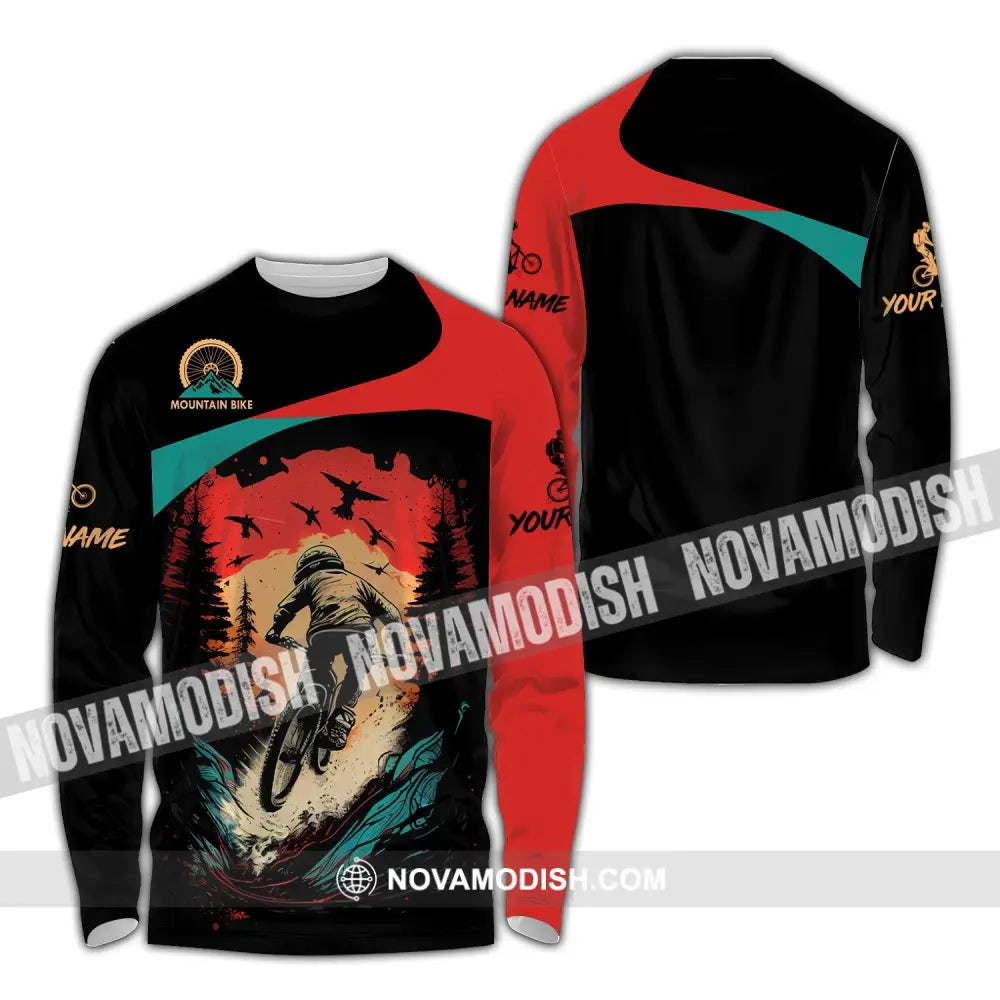 Man Shirt Custom Name Mountain Bike Polo Long Sleeve Gift / S T-Shirt