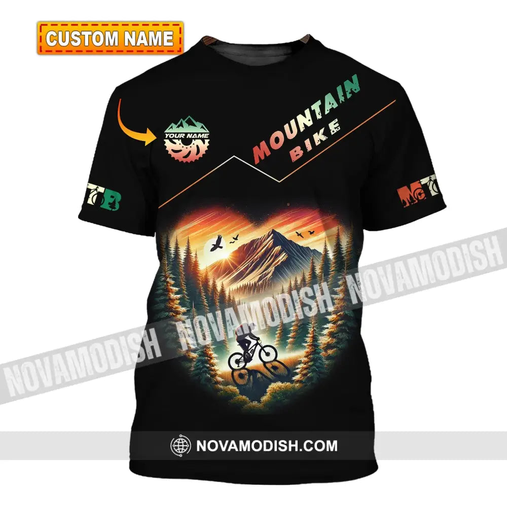 Man Shirt Custom Name Mountain Bike Polo Long Sleeve Gift T-Shirt