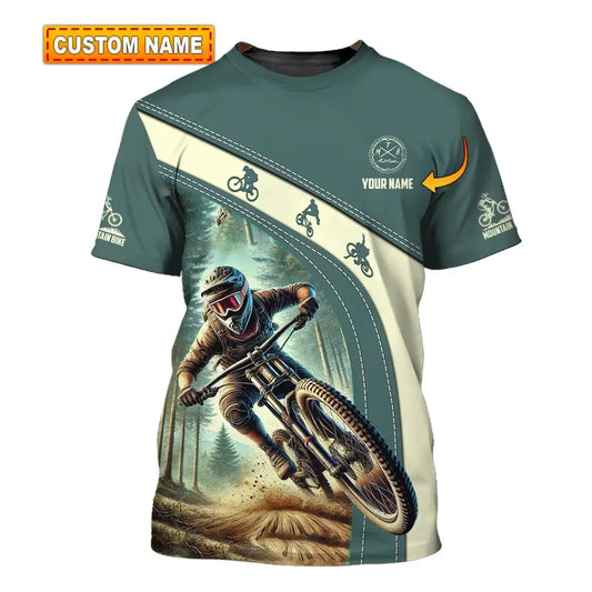 Man Shirt Custom Name Mountain Bike Polo Long Sleeve Gift T-Shirt