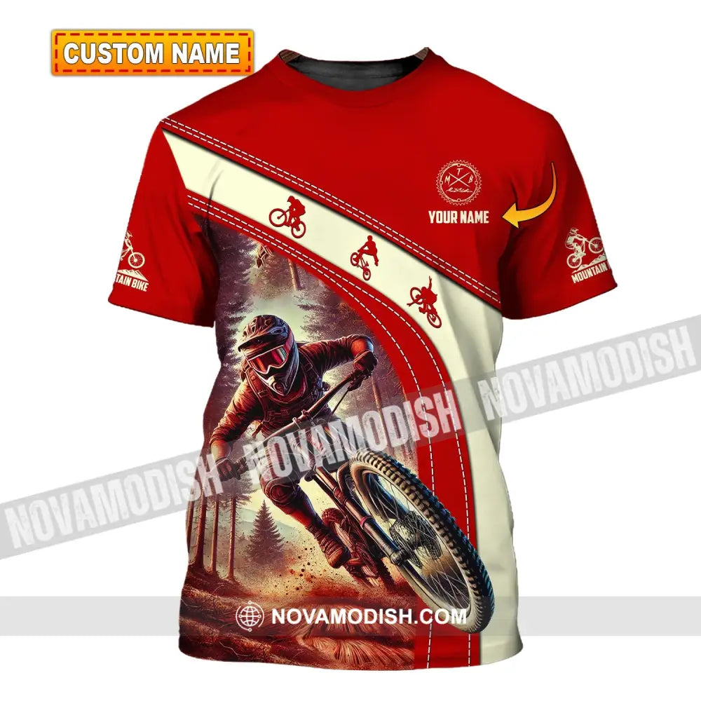 Man Shirt Custom Name Mountain Bike Shirt Mountain Bike Polo Long Sleeve Mountain Bike Gift T-shirt