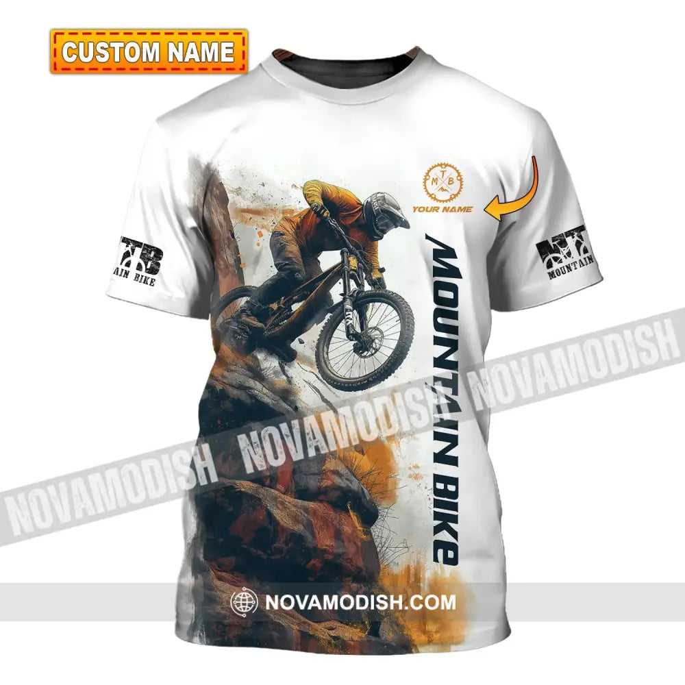 Man Shirt Custom Name Mountain Bike Polo Long Sleeve Gift T-Shirt