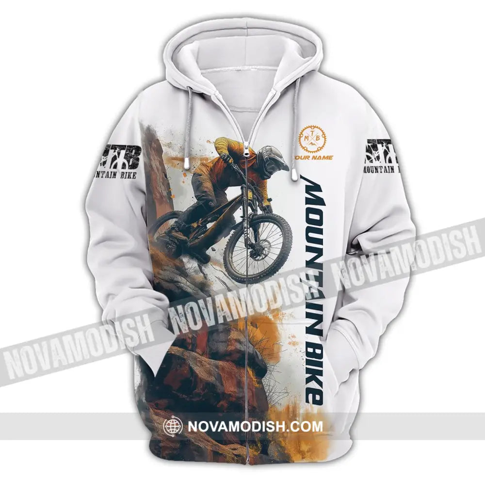 Man Shirt Custom Name Mountain Bike Polo Long Sleeve Gift Zipper Hoodie / S T-Shirt