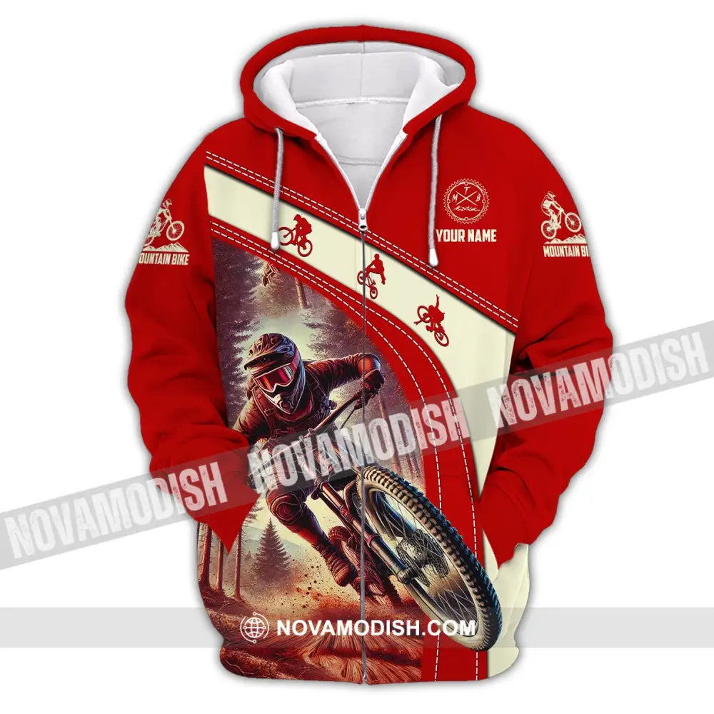 Man Shirt Custom Name Mountain Bike Shirt Mountain Bike Polo Long Sleeve Mountain Bike Gift Zipper Hoodie / S T-shirt