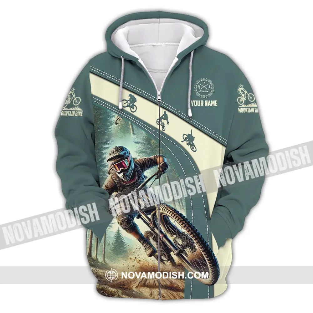 Man Shirt Custom Name Mountain Bike Polo Long Sleeve Gift Zipper Hoodie / S T-Shirt