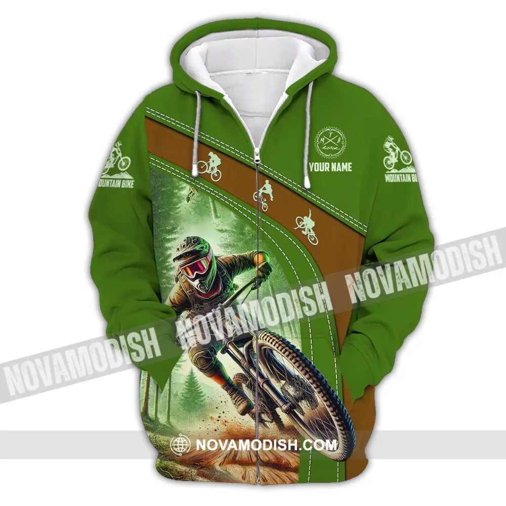 Man Shirt Custom Name Mountain Bike Shirt Mountain Bike Polo Long Sleeve Mountain Bike Gift Zipper Hoodie / S T-shirt
