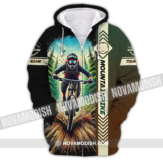 Man Shirt Custom Name Mountain Bike Polo Long Sleeve Gift Zipper Hoodie / S T-Shirt