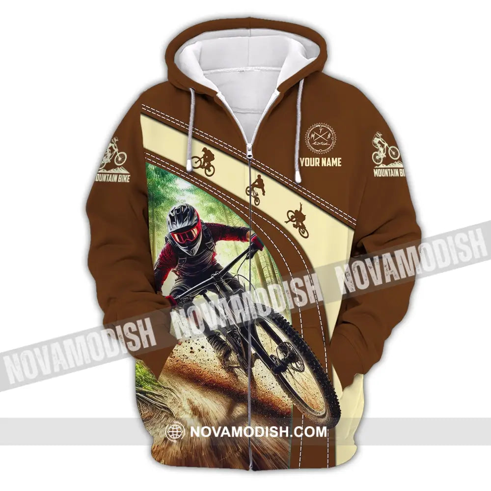 Man Shirt Custom Name Mountain Bike Shirt Mountain Bike Polo Long Sleeve Mountain Bike Gift Zipper Hoodie / S T-shirt