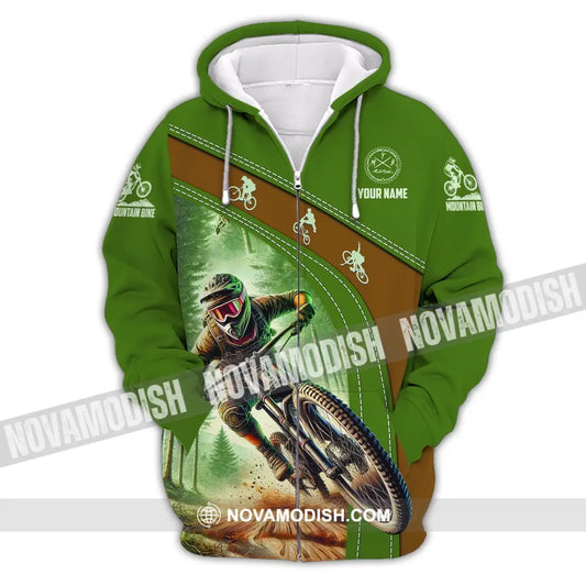 Man Shirt Custom Name Mountain Bike Shirt Mountain Bike Polo Long Sleeve Mountain Bike Gift Zipper Hoodie / S T-shirt