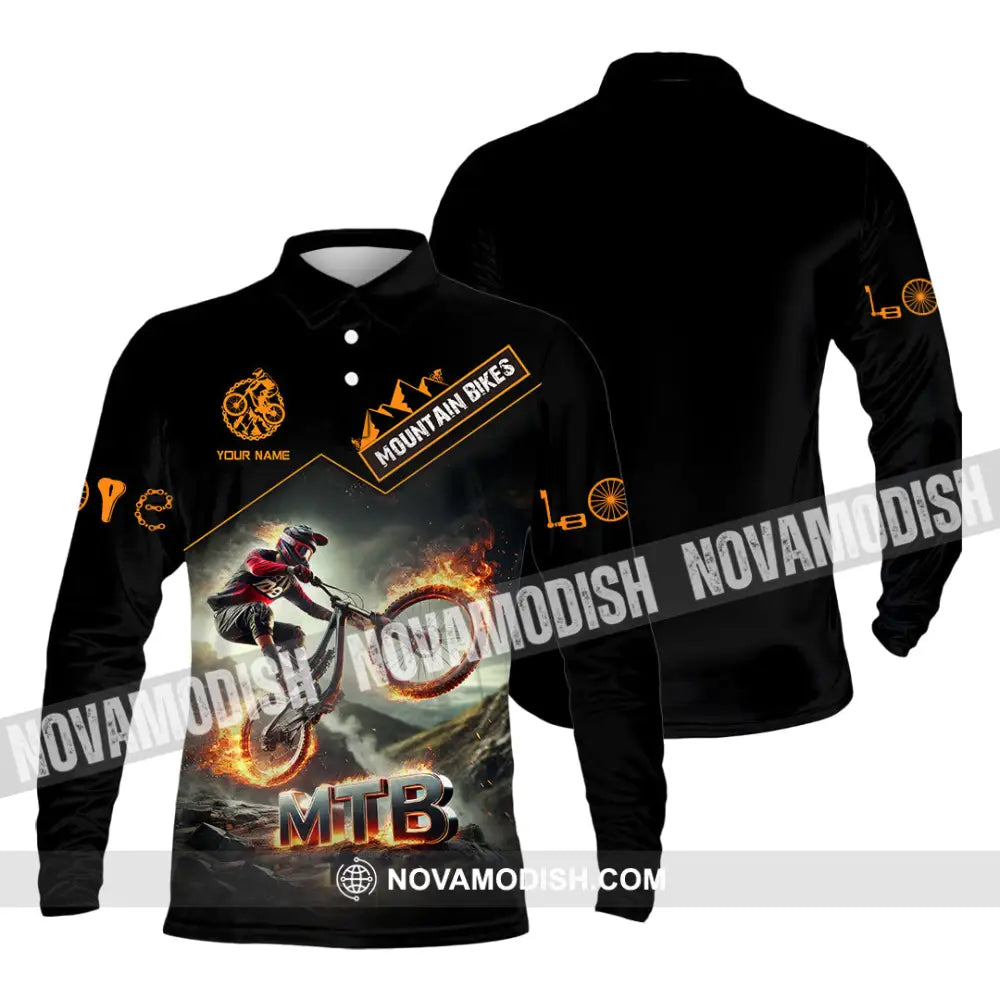 Man Shirt Custom Name Mountain Biker Bike Lover Hoodie Polo Long Sleeve / S T-Shirt