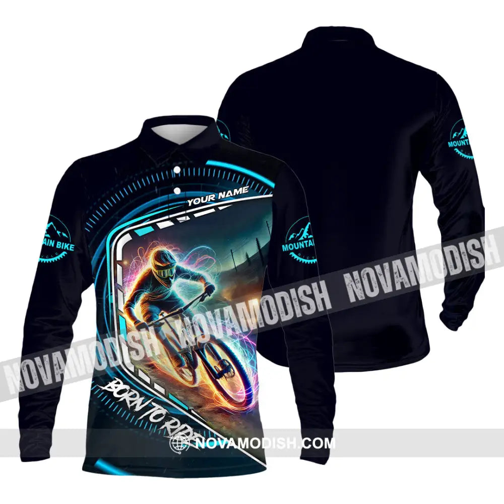 Man Shirt Custom Name Mountain Biker Bike Lover Hoodie Polo Long Sleeve / S T-Shirt