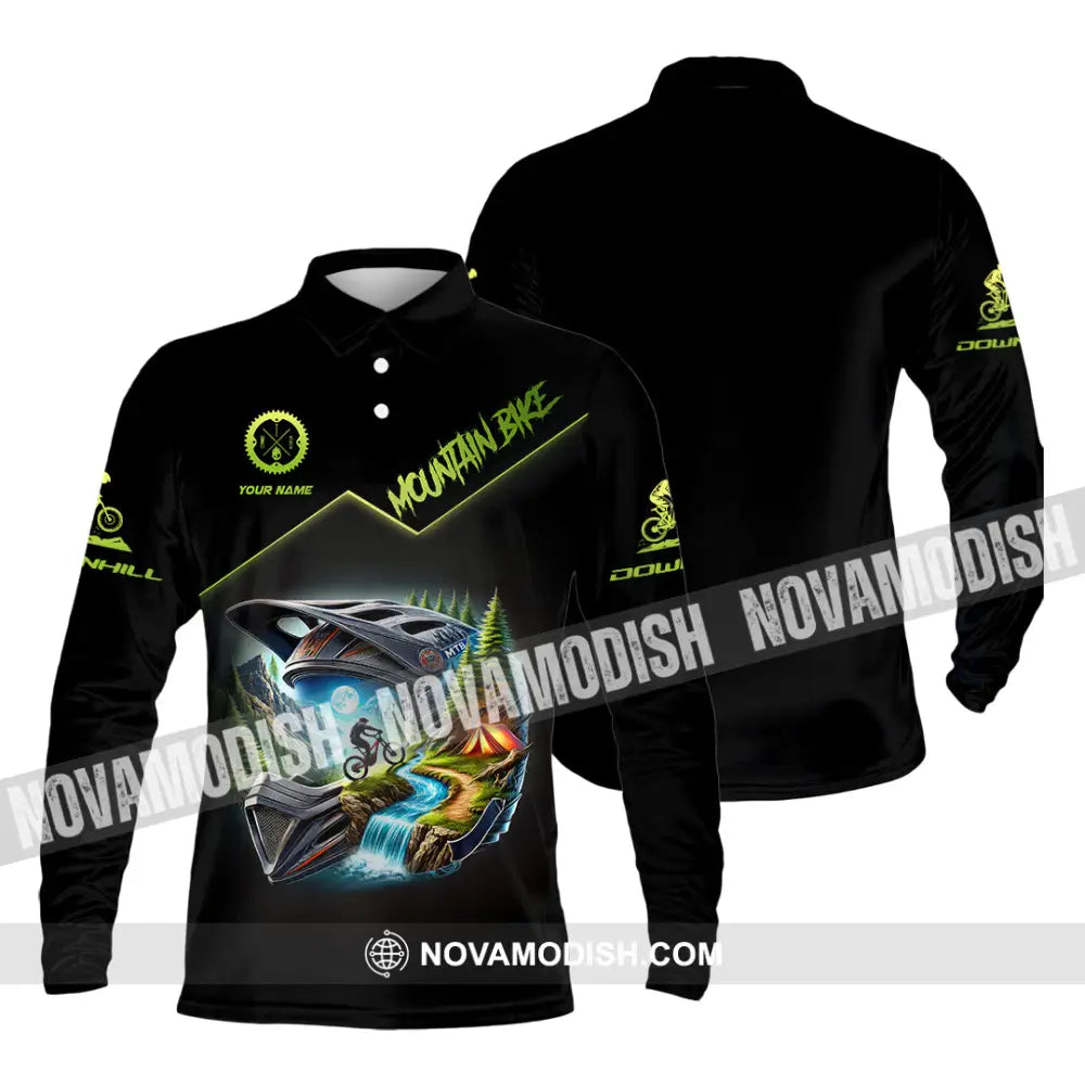 Man Shirt Custom Name Mountain Biker Bike Lover Hoodie Polo Long Sleeve / S T-Shirt