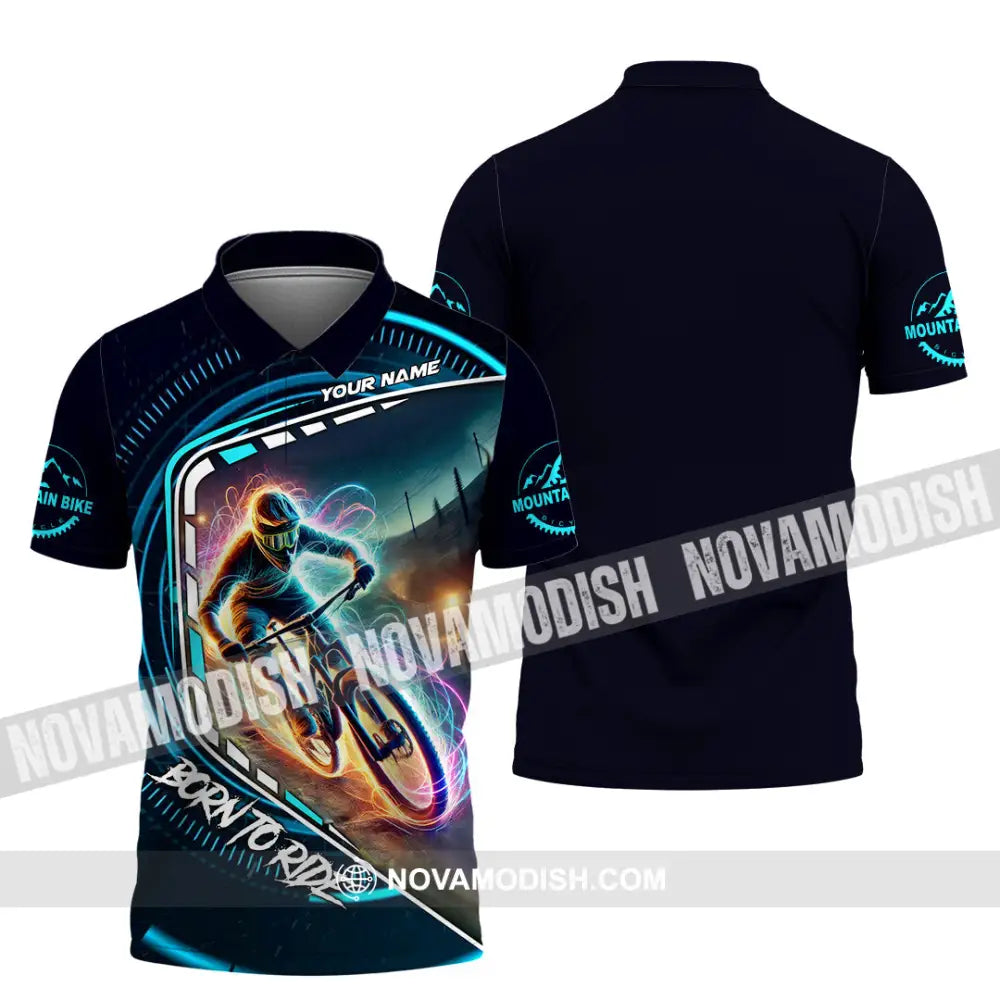 Man Shirt Custom Name Mountain Biker Bike Lover Hoodie Polo Long Sleeve / S T-Shirt