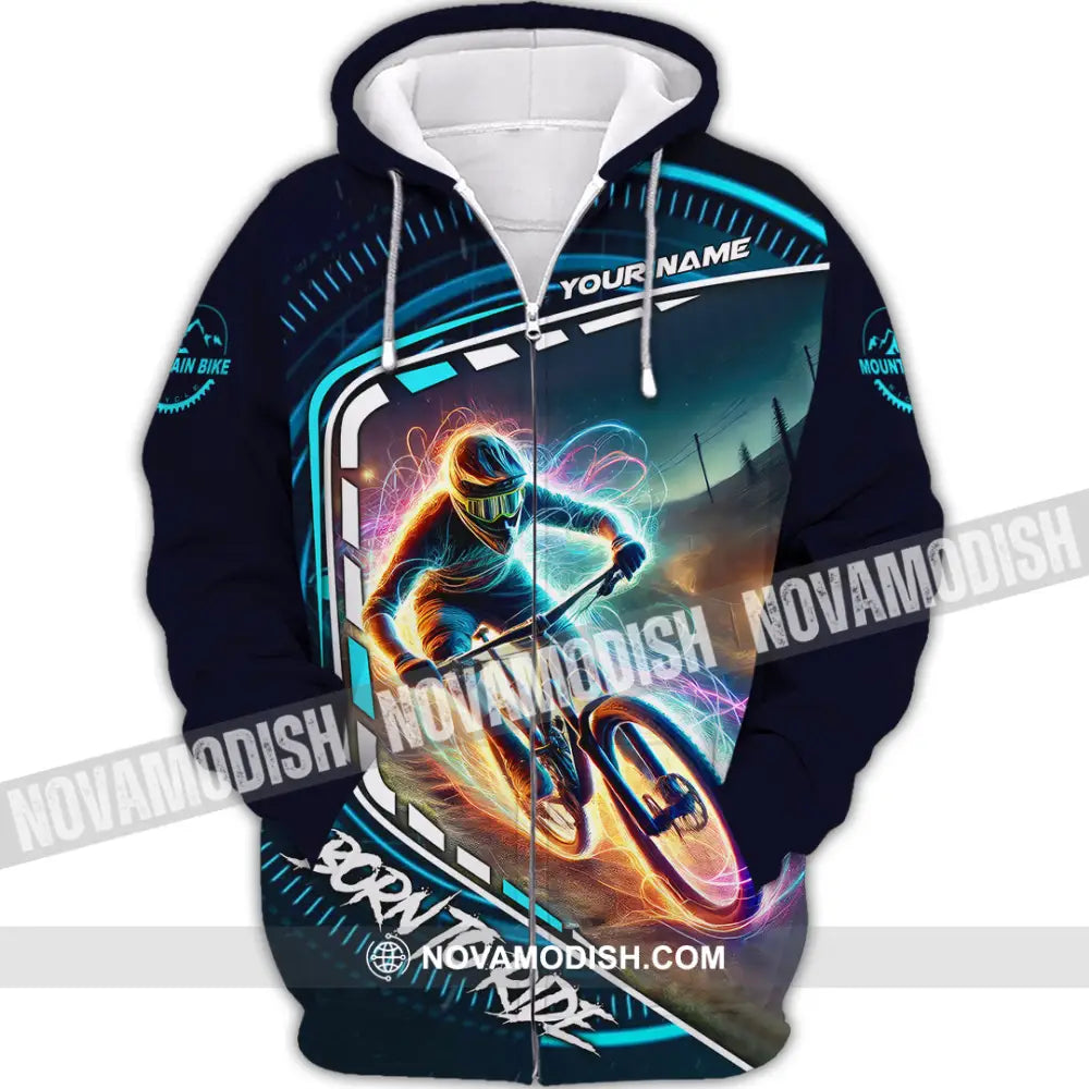 Man Shirt Custom Name Mountain Biker Bike Lover Hoodie Polo Long Sleeve Zipper / S T-Shirt