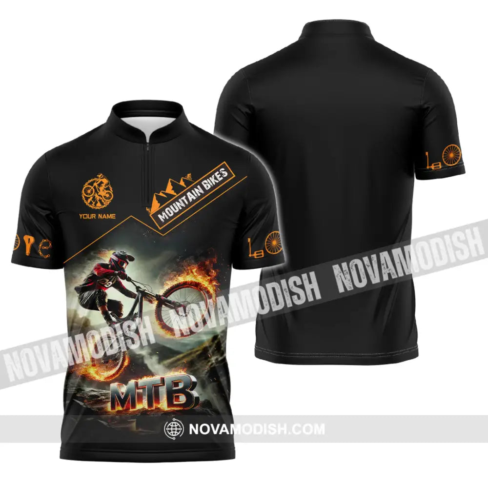 Man Shirt Custom Name Mountain Biker Bike Lover Hoodie Polo Long Sleeve Zipper / S T-Shirt