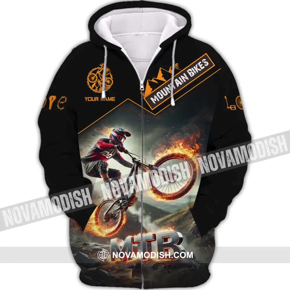 Man Shirt Custom Name Mountain Biker Bike Lover Hoodie Polo Long Sleeve Zipper / S T-Shirt