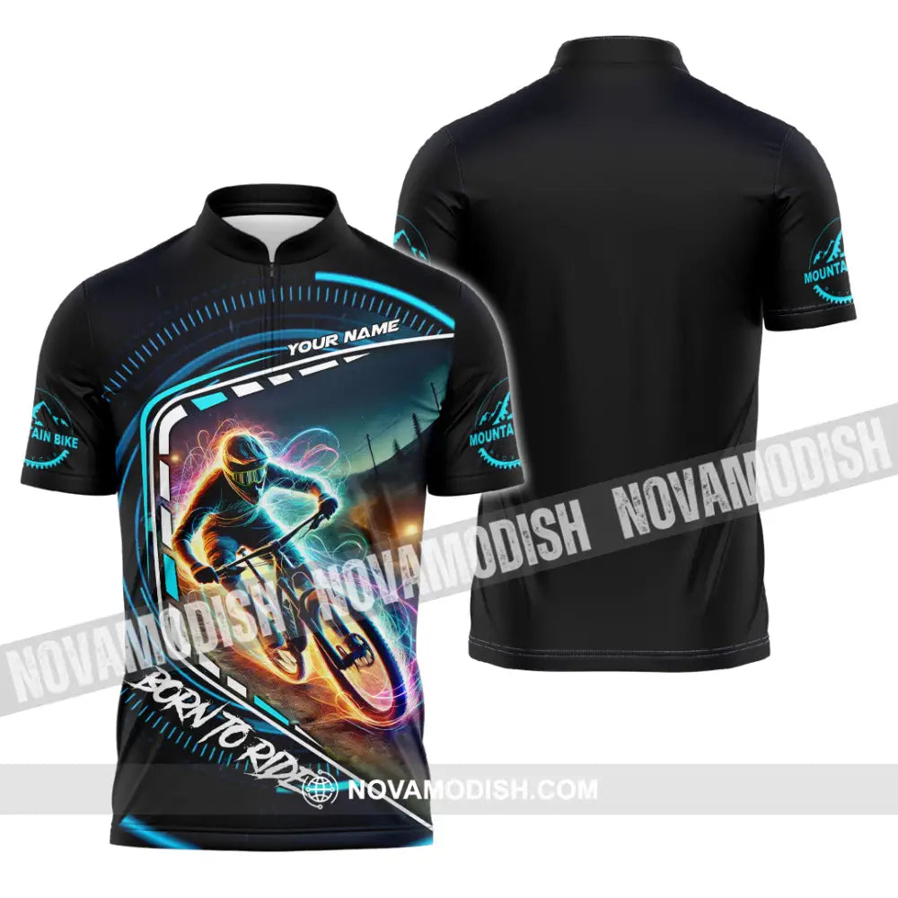 Man Shirt Custom Name Mountain Biker Bike Lover Hoodie Polo Long Sleeve Zipper / S T-Shirt