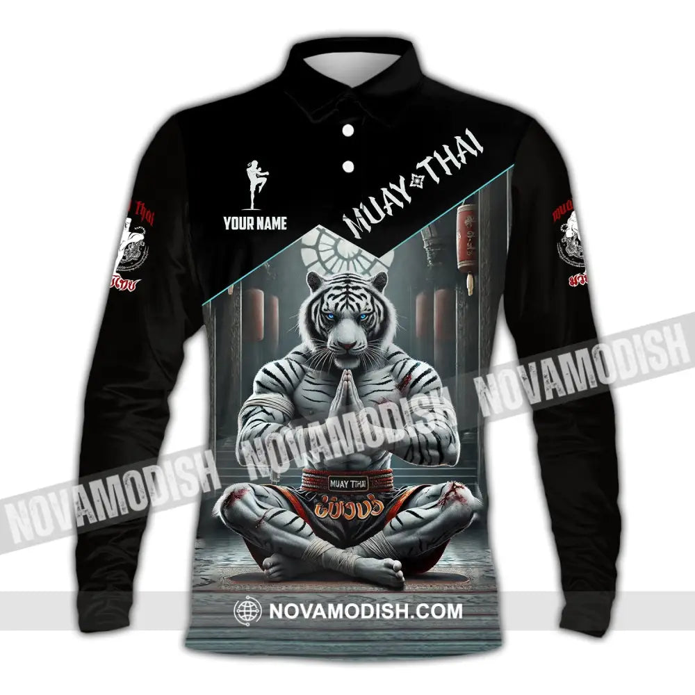 Man Shirt Custom Name Muay Thai Hoodie Polo Long Sleeve / S T-Shirt