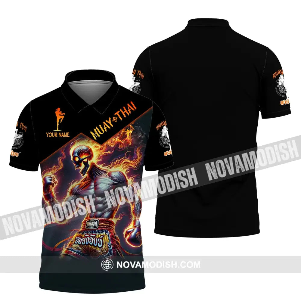 Man Shirt Custom Name Muay Thai Hoodie Polo Long Sleeve / S T-Shirt