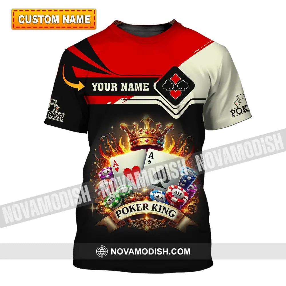 Man Shirt Custom Name Poker King T-Shirt Hoodie Long Sleeve Casino T-Shirt