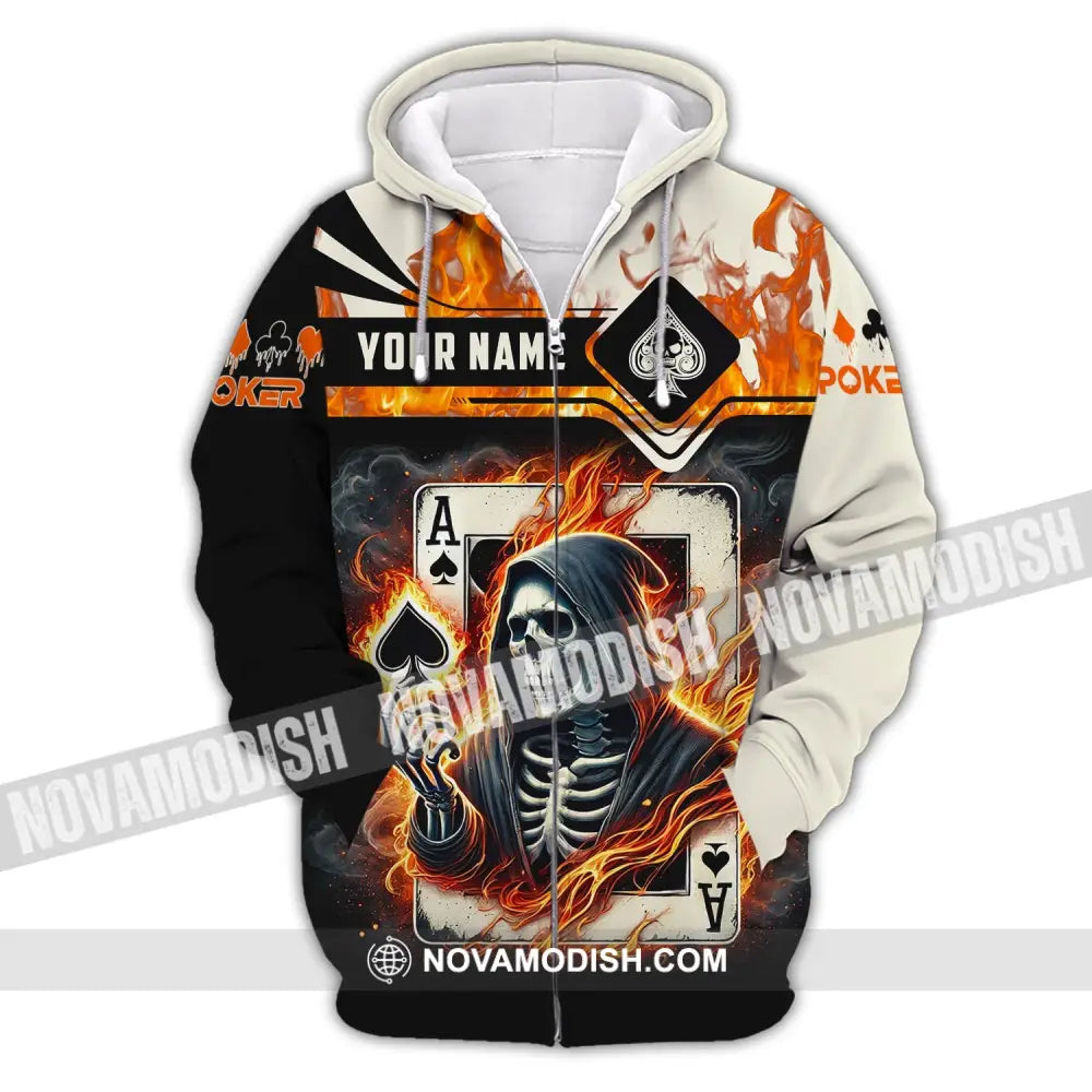 Man Shirt Custom Name Poker King T-Shirt Hoodie Long Sleeve Casino Zipper / S T-Shirt