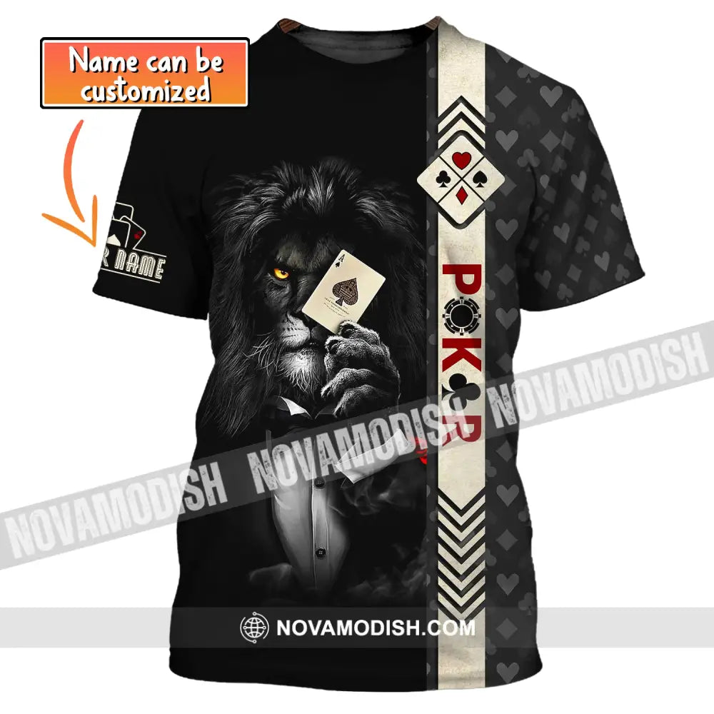 Man Shirt Custom Name Poker T-Shirt Lion Casino Gift