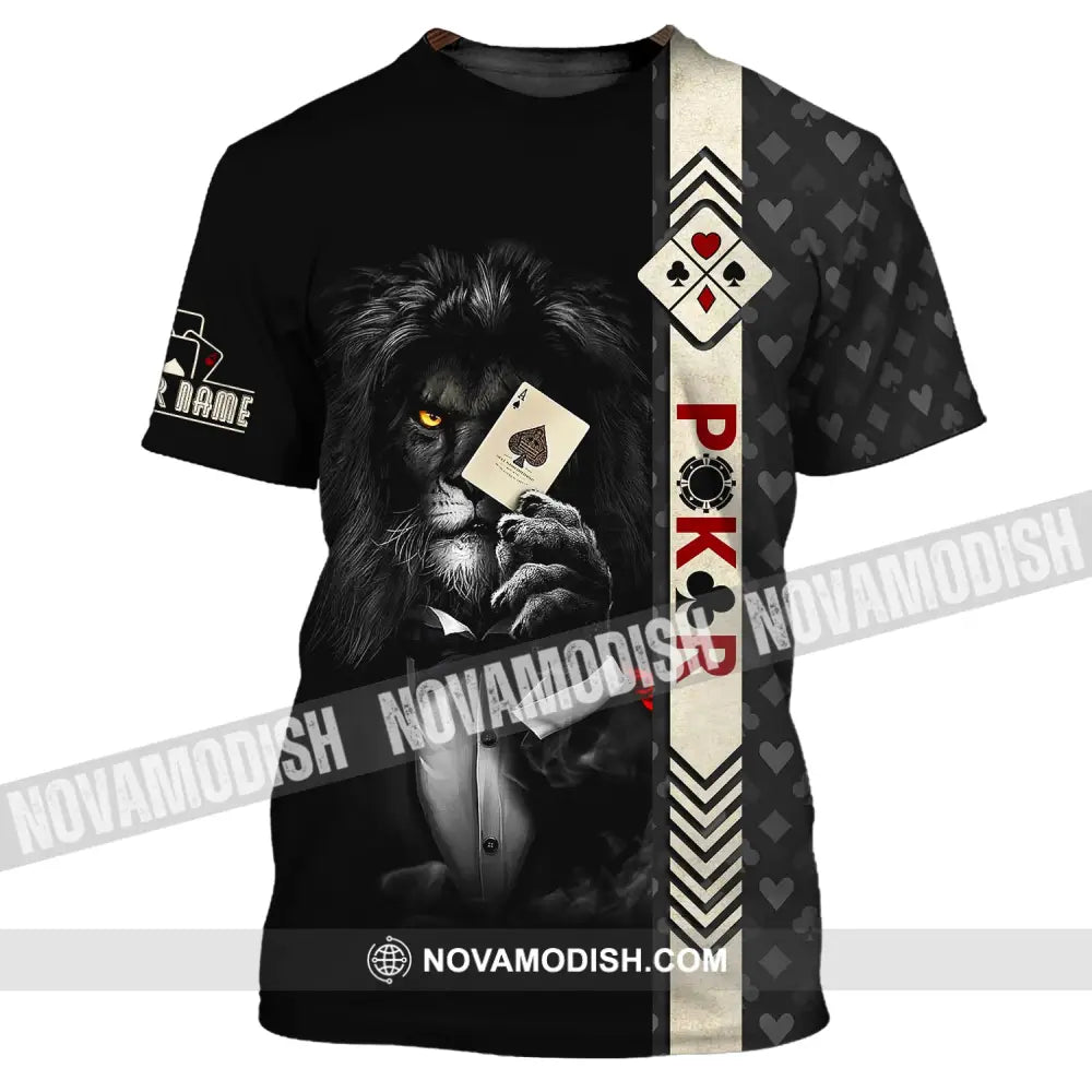 Man Shirt Custom Name Poker T-Shirt Lion Casino Gift / S