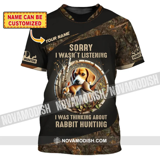 Man Shirt Custom Name Rabbit Hunter Hunting T-Shirt Hoodie Long Sleeve T-Shirt