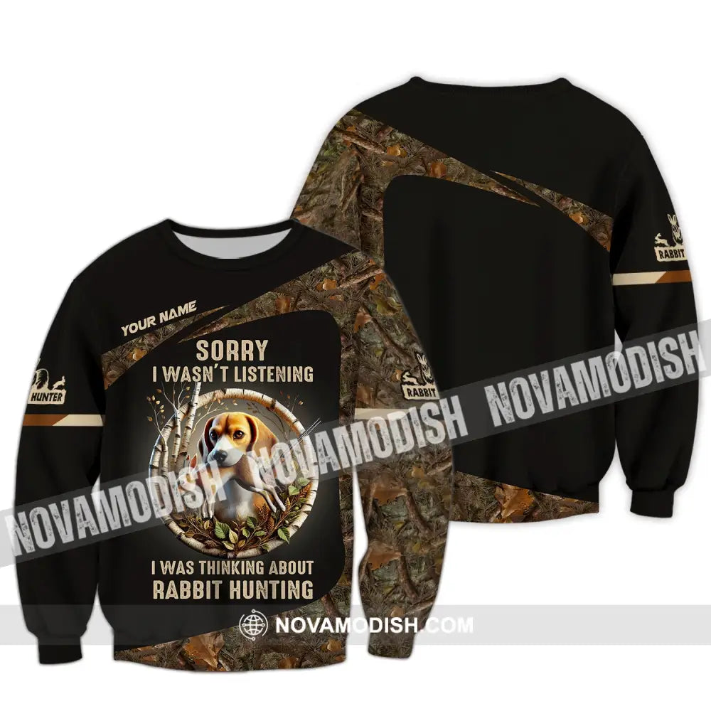 Man Shirt Custom Name Rabbit Hunter Hunting T-Shirt Hoodie Long Sleeve / S T-Shirt