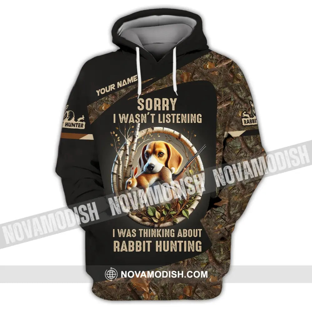 Man Shirt Custom Name Rabbit Hunter Hunting T-Shirt Hoodie Long Sleeve / S T-Shirt