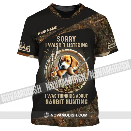 Man Shirt Custom Name Rabbit Hunter Hunting T-Shirt Hoodie Long Sleeve / S T-Shirt