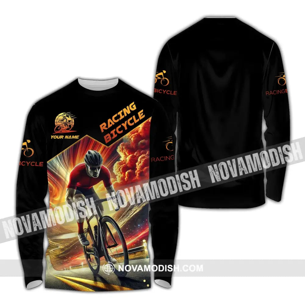 Man Shirt Custom Name Racing Bicycle Hoodie Polo Long Sleeve / S T-Shirt