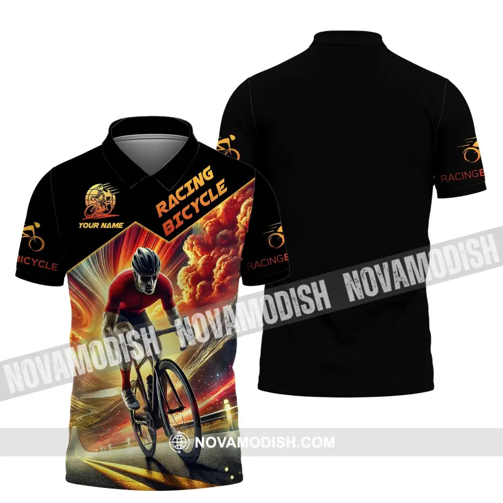 Man Shirt Custom Name Racing Bicycle Hoodie Polo Long Sleeve / S T-Shirt