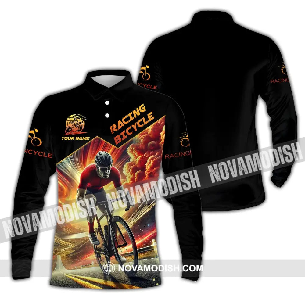 Man Shirt Custom Name Racing Bicycle Hoodie Polo Long Sleeve / S T-Shirt