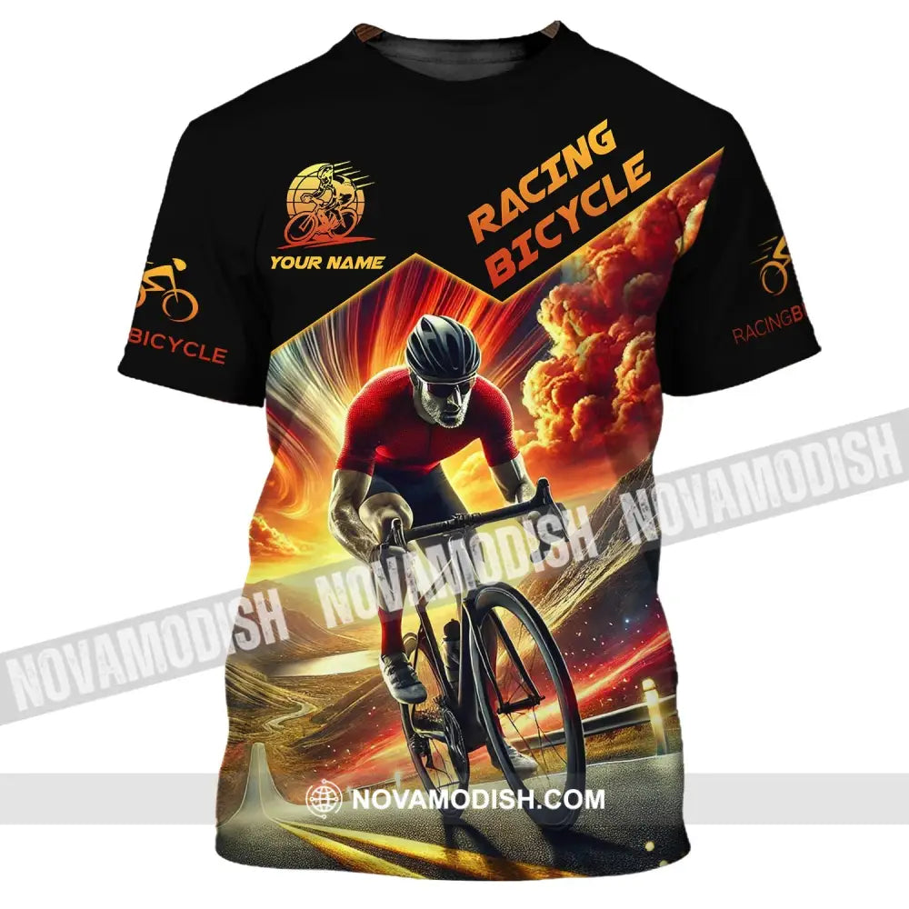 Man Shirt Custom Name Racing Bicycle Hoodie Polo Long Sleeve T-Shirt / S T-Shirt