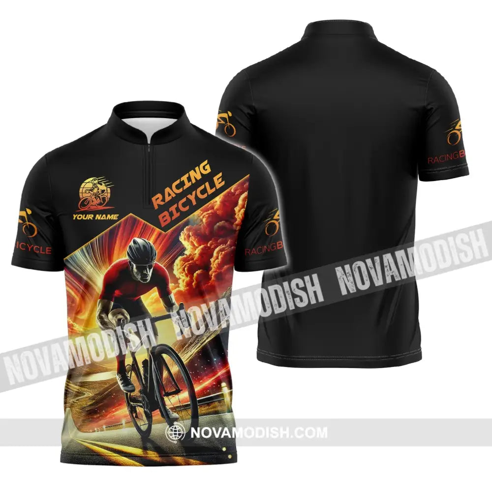 Man Shirt Custom Name Racing Bicycle Hoodie Polo Long Sleeve Zipper / S T-Shirt