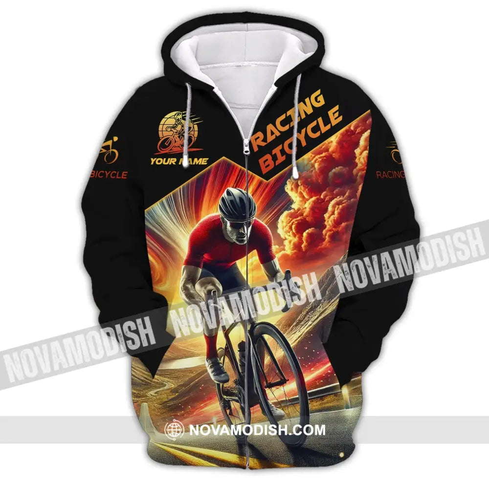 Man Shirt Custom Name Racing Bicycle Hoodie Polo Long Sleeve Zipper / S T-Shirt