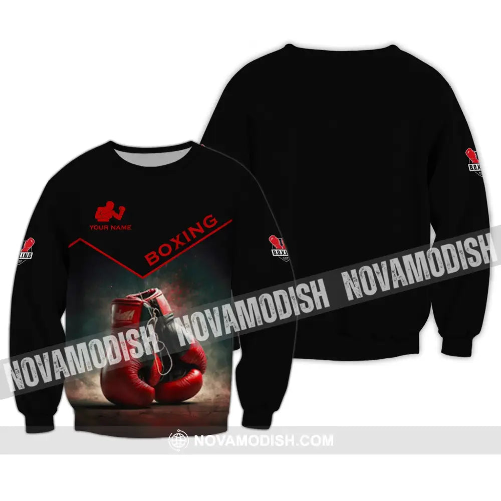 Man Shirt - Custom Name Shirt - Red Boxing Gloves Shirt Long Sleeve / S T-shirt
