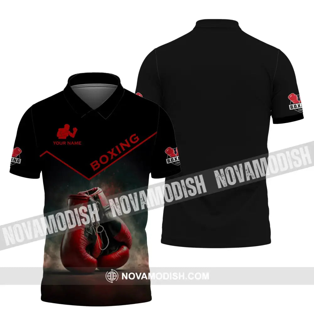 Man Shirt - Custom Name Shirt - Red Boxing Gloves Shirt Polo Shirt / S T-shirt