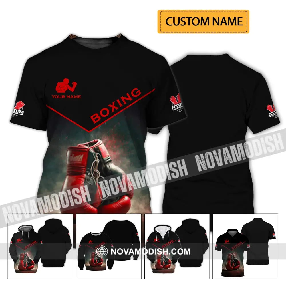 Man Shirt - Custom Name Shirt - Red Boxing Gloves Shirt T-shirt