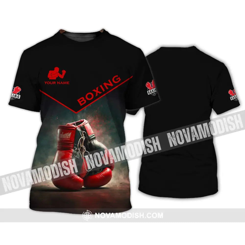 Man Shirt - Custom Name Shirt - Red Boxing Gloves Shirt T-Shirt / S T-shirt